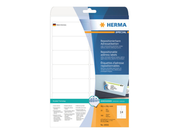 HERMA Adressetiketten A4 wei? 99,1x38,1 mm Papier 350 St.