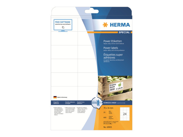 HERMA Etiketten A4 wei? 70x36 mm extrem haftend 600 St.