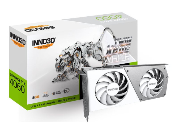 Inno3D GeForce RTX 4060 TWIN X2 OC WHITE (weiß, DLSS 3, 3x