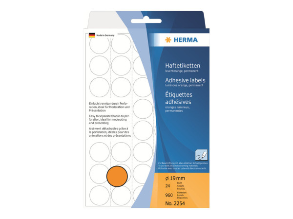 HERMA Vielzwecketiketten leuchtorange 19 mm Papier 960 St.