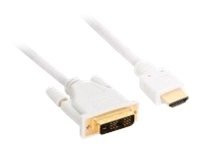 InLine® HDMI-DVI Kabel, weiß / gold, HDMI Stecker auf DVI