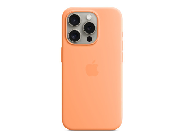 Apple Silikon Case mit MagSafe (hellorange, iPhone 15 Pro)