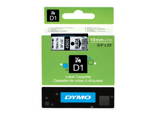 Dymo D1-Schriftband bk/transp. | 19mmx7m schwarz
