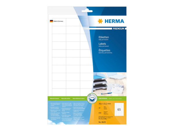 HERMA Etiketten Premium A4 wei? 38,1x21,2 mm Papier 650 St.