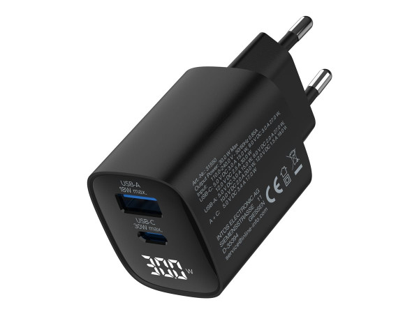 InLine USB PD Netzteil GaN Ladegerät 2-Port USB-C + USB-A 30