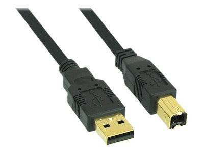 InLine® USB 2.0 Kabel, A an B, schwarz, Kontakte gold, 2m