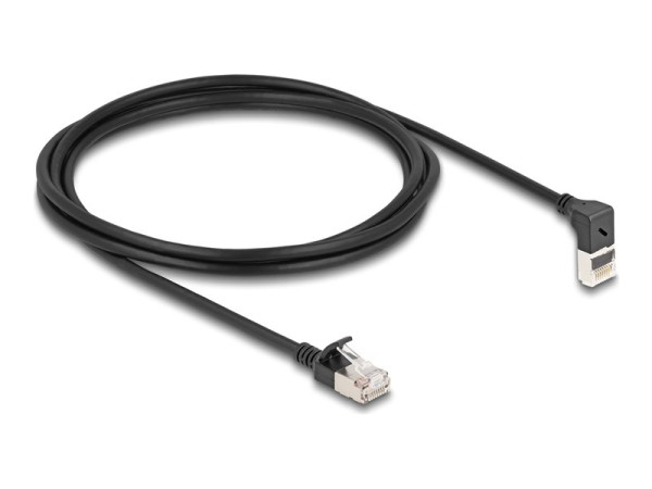 DeLOCK Patchkabel RJ-45 Cat.6a S/FTP, Slim 90ø gewinkelt