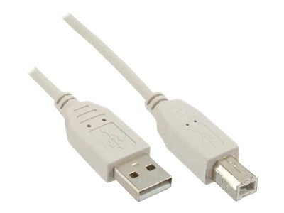 InLine® USB 2.0 Kabel, A an B, beige, 1,8m, bulk