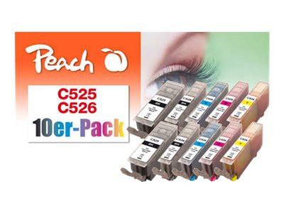 Peach PEACH Tinte 10er Pack kompt PGI-525 kompatibel zu