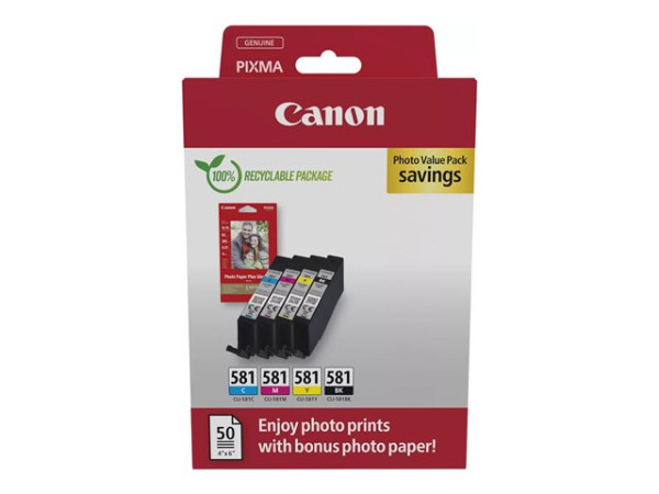 Canon Tinte Photo Value Pack CLI-581 (inkl. 50 Blatt 10x15