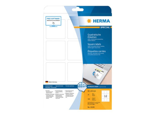 HERMA Etik. A4 wei? 60x60 mm quadr. abl?sb. 300 St.