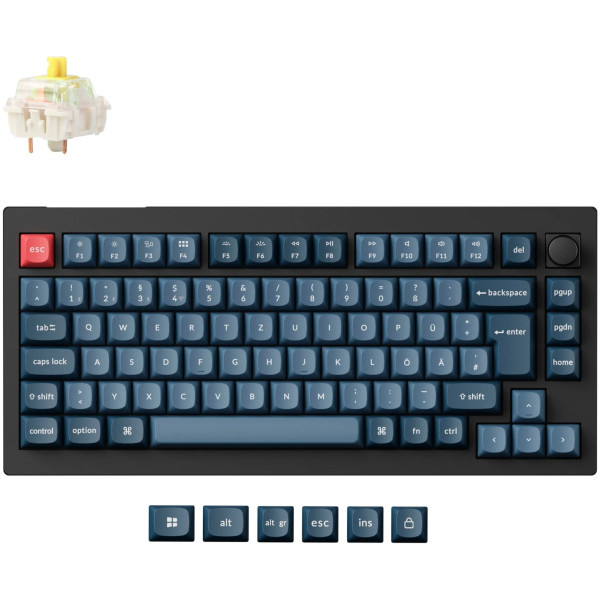 Keychron V1 Max (schwarz/blaugrau, DE-Layout, Gateron