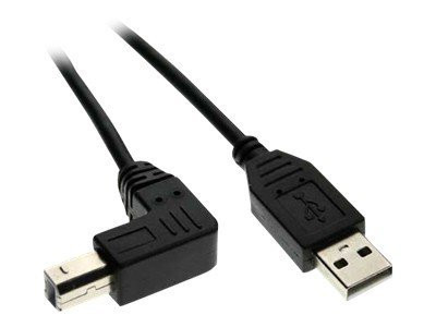 InLine« USB 2.0 Kabel, A an B unten abgewinkelt, schwarz, 1m