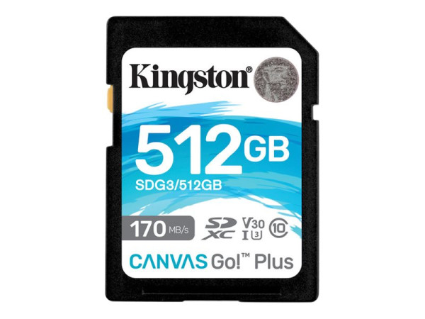 Kingston SD 512GB Canvas Go! Plus UHS-I U3 KIN schwarz,