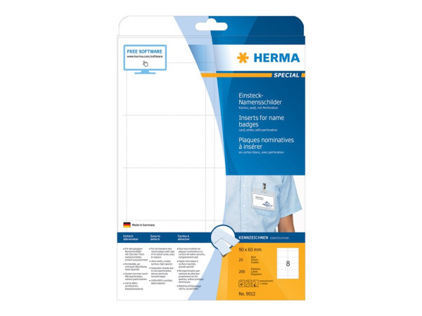 HERMA Namens-Einsteckschild. A4 90x60 mm wei? Karton 200 St.