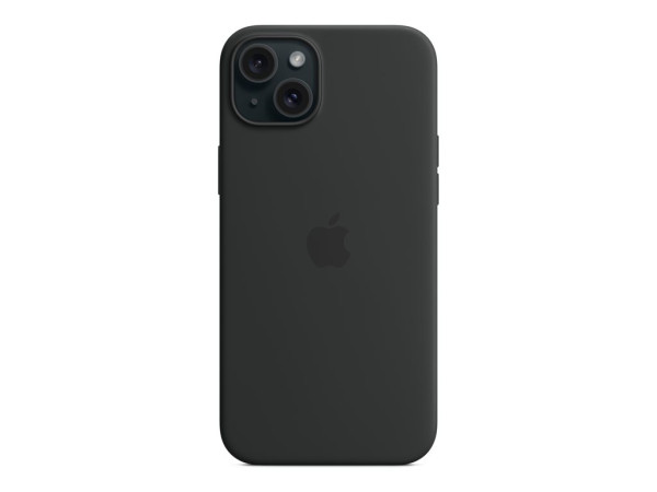 Apple Silikon Case mit MagSafe (schwarz, iPhone 15 Plus)