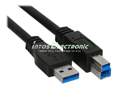 InLine® USB 3.0 Kabel, A an B, schwarz, 1,5m