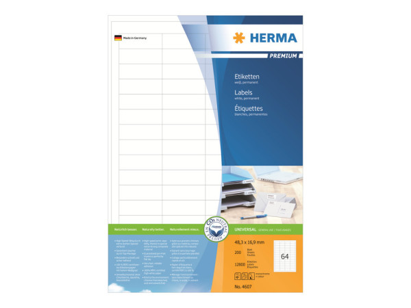 HERMA Etiketten A4 wei? 48,3x16,9 mm Papier matt 12800 St.