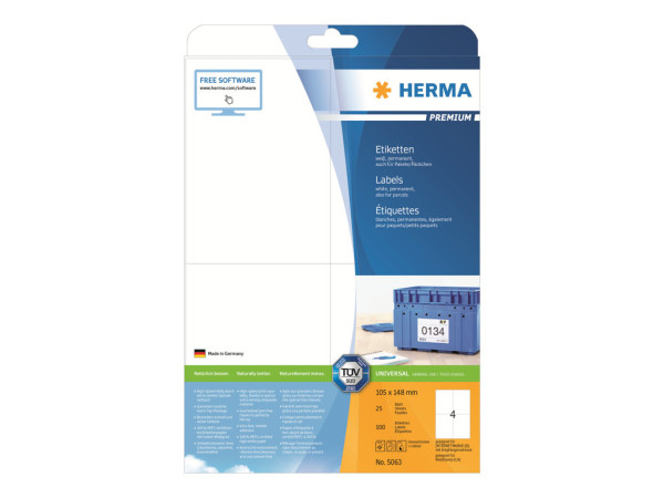 HERMA Etiketten Premium A4 wei? 105x148 mm Papier 100 St.