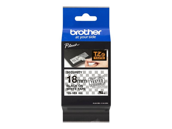 Brother TZe-SE4 18 mm, Schwarz auf Weiß für Brother P-touch