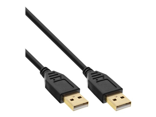 InLine? USB 2.0 Kabel, A an A, schwarz, Kontakte gold, 1m