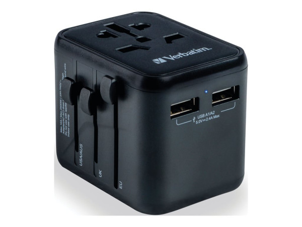 Verbatim Universal-Reiseadapter UTA-01 (schwarz, 2x USB-A)