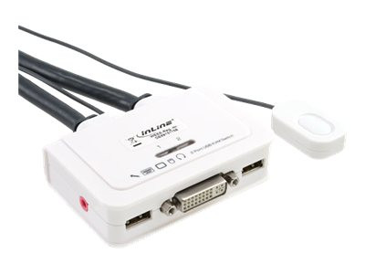 Inline KVM Switch, 2-fach, DVI-D, USB, mit Audio, integr.