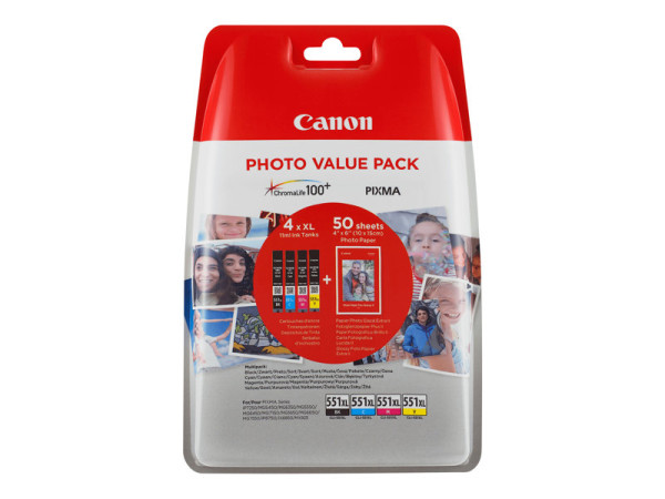 Canon Tinte Multipack CLI-551XL inkl. 50 Blatt