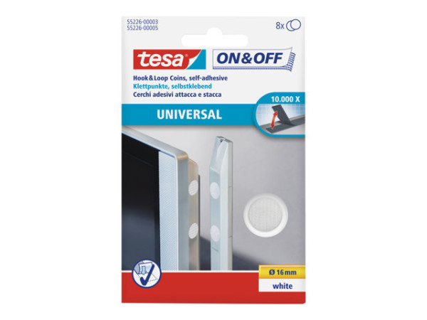 tesa On- & Off-Klettpunkte zum Aufkleben, 8er-Pack (?16mm),