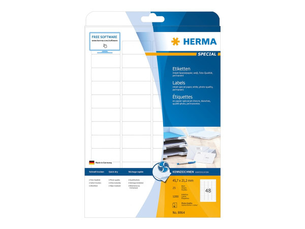 HERMA Inkjet-Etiketten A4 wei? 45,7x21,2 mm Papier 1200 St.