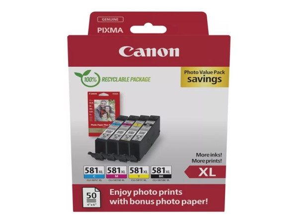 Canon Tinte Photo Value Pack CLI-581XL (inkl. 50 Blatt