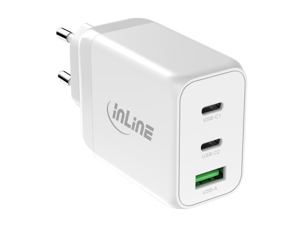 InLine USB PD Netzteil GaN Ladegerät 3-Port Dual USB-C+ 1xA