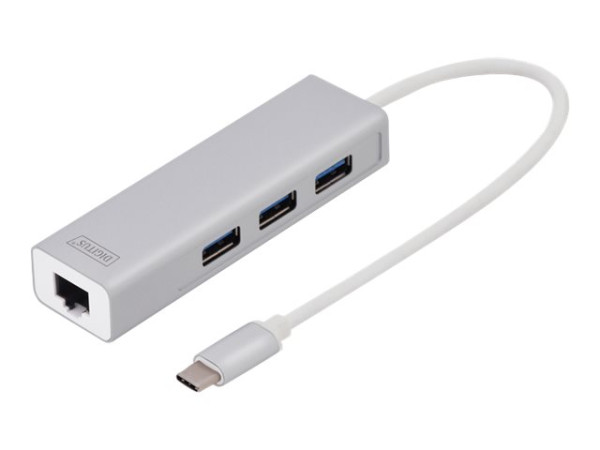 Digitus USB-C 3.0 3-Port Hub mit GE-LAN