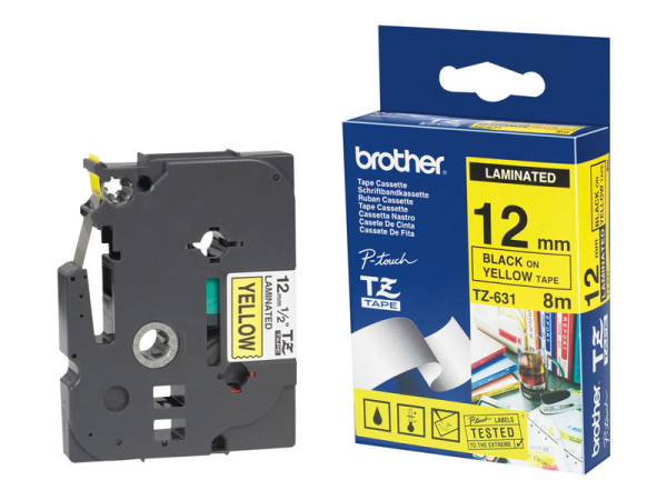 Schriftbandkassette Brother 12mm farblos/schwarz TC101