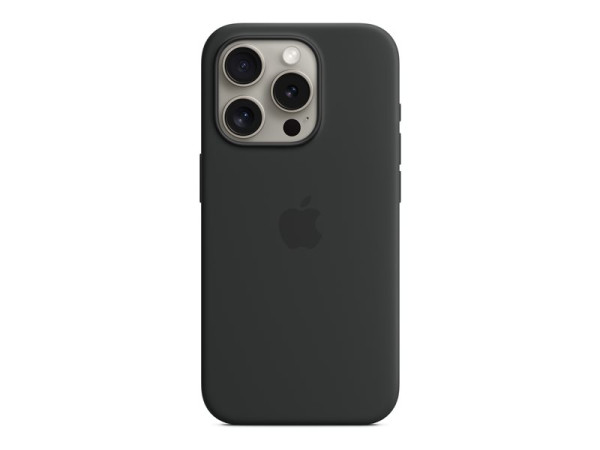 Apple Silikon Case mit MagSafe (schwarz, iPhone 15 Pro)