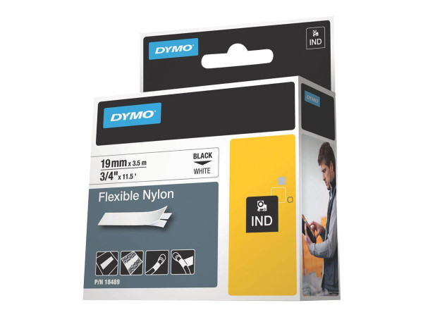 Dymo Rhino Nylonband 18489, Schriftband 19 mm, schwarz auf