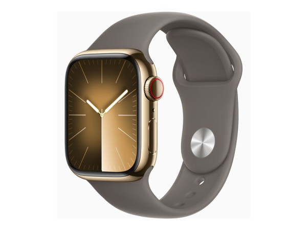 Apple Watch Series 9 (gold/braun, Edelstahl, 41 mm,