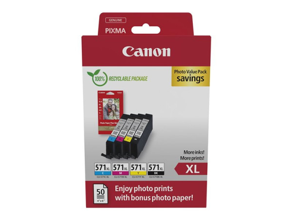 Canon Tinte Photo Value Pack CLI-571XL (inkl. 50 Blatt