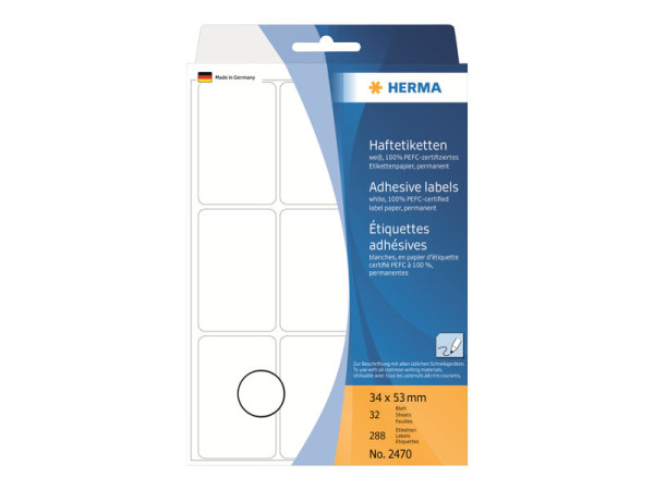 HERMA Vielzwecketiketten wei? 34x53 mm Papier matt 288 St.