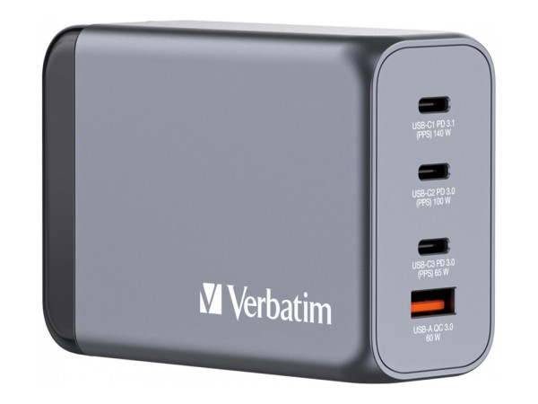 Verbatim GaN-Ladegerät 240W, 1x USB-A , 3x USB-C (grau, PD