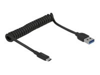 DeLOCK USB 3.1 Spiralkabel TypA St>C St schwarz, 1,2