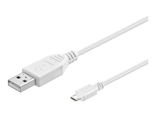 Kabel USB St."A"=>St."Micro-B" 5-pol 1,8m, weiss, Goobay