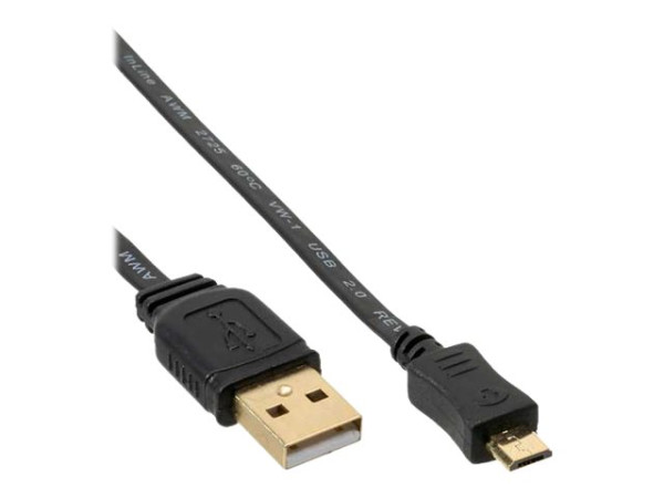 InLine® Micro-USB 2.0 Flachkabel, USB-A an Micro-B 0,5m