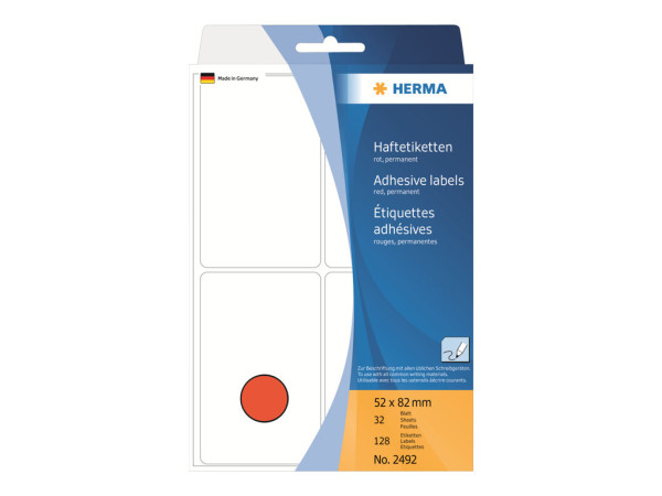 HERMA Vielzwecketiketten rot 52x82 mm Papier matt 128 St.