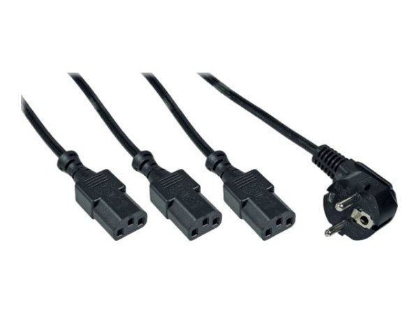 InLine? Netz-Y-Kabel, 1x Schutzkontaktstecker zu 3x