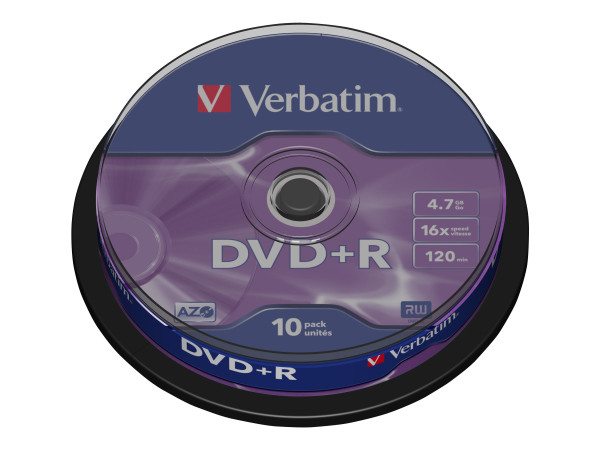 DVD+R Verbatim 4,7GB 10pcs Pack 16x Spindel azo silber