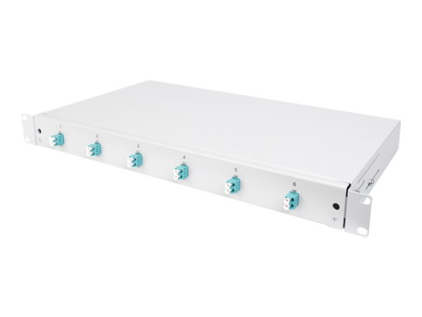 Digitus LWL Spleißbox, 1HE, bestückt, 6x LC DX, OM3