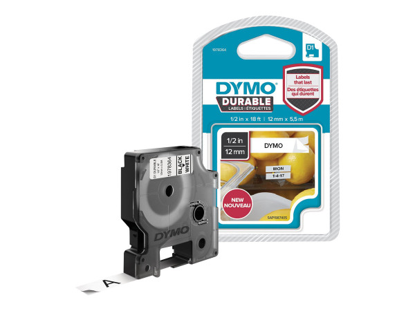 Dymo D1-Vinylband bk/wh 12mmx5,5m 12 mm,