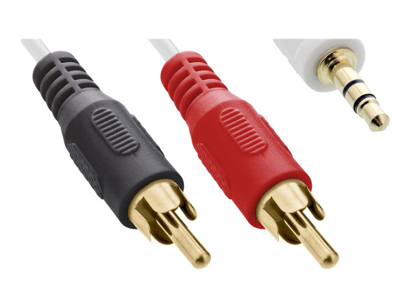 InLine® Cinch/Klinke Kabel, 2x Cinch Stecker an 3,5mm, 2m