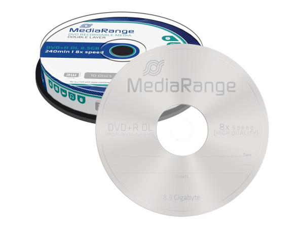 DVD+R MediaRange 8.5GB 10pcs Spindel Double Layer 8x